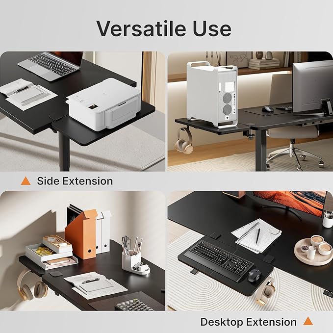 Desk Extender Tray, 24" x 12" Clamp On Desk Shelf, Desk Extension with Laptop Holder, Table Desk Arm Rest, Clamp On Keyboard Tray for Office and Home, Workstation Organizer, Medium, Black-DeskLoop Office