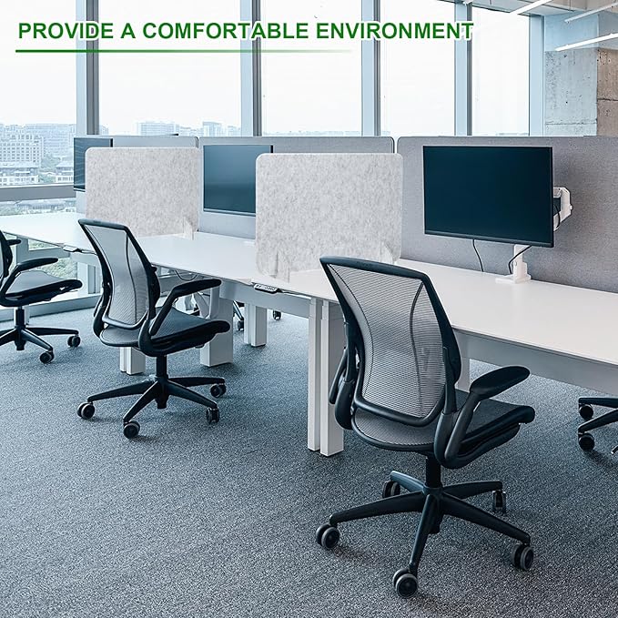 PATIKIL Desk Divider, 2 Set 24 x 16 Inch Acoustic Freestanding Desk Divider Desk Privacy Panel with 4 Pcs Support Feet for Library Office Workstation, Dark Grey-DeskLoop Office