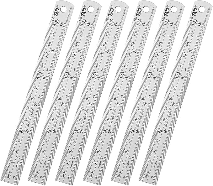 ZZTX Ruler Metal Straight Edge Stainless Steel Ruler 6 Inch Ruler Set Rulers Bulk 6 Pack-DeskLoop Office