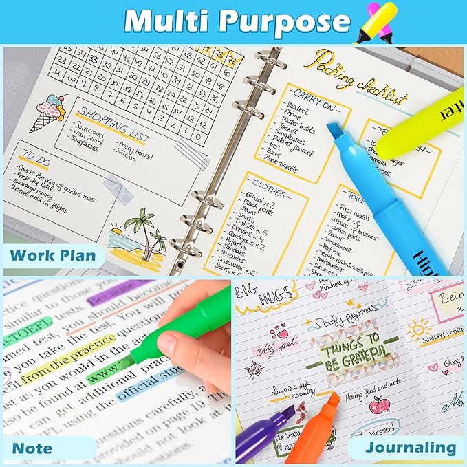 V-Opitos 30 Pack Highlighters in 6 Assorted Colors, No Bleed, Bright With Soft Chisel Tips, Ideal for Office and School Supplies-DeskLoop Office