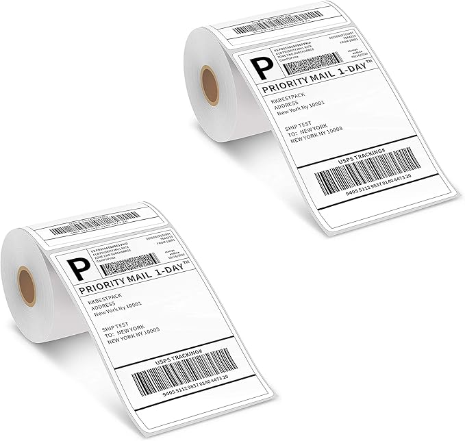 KKBESTPACK 4”x 6”Direct Thermal Shipping Labels (2 Rolls - 250 Per Roll)-DeskLoop Office