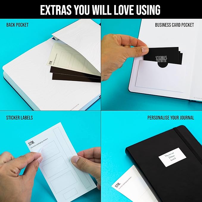 Scribbles That Matter A5 Bullet Dotted Journal Notebook | Vegan Hard Cover, 120gsm bleedproof thick paper, 150 pages, 5.75 x 8.5in, 2 bookmarks, tab stickers, penloop | For Work | Grey-DeskLoop Office