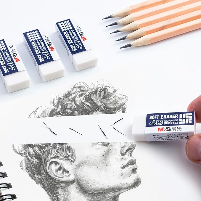 M&G 24 Pack Erasers Pencil Erasers, 4B White Rubber Eraser Rectangular Bulk for Kids School Students Office, Art Erasers for Drawing-DeskLoop Office