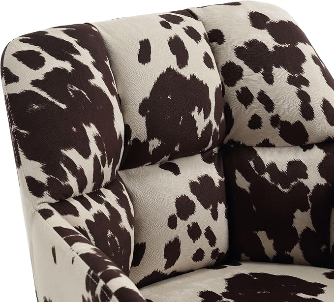 VESCASA Adjustable Home Office Desk Chair with Comfy Back, Linen 360 Swivel Upholstered Task Armchair with Wheels for Teens Bedroom/Living Room, Cowhide Print-DeskLoop Office