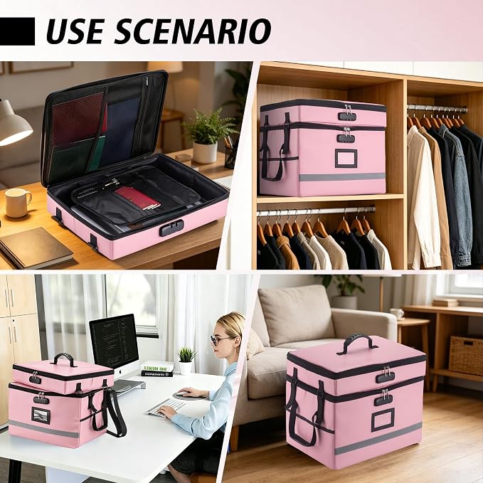 EXLIFBAG 2 Layer File Box with Lock, Portable Document Organizer Box with Handle - Image 7