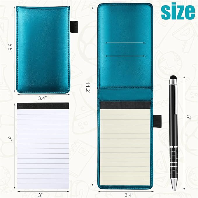 Outus 10 Pcs Pocket Notebook with Pen Set Included Mini Pocket Notepad Holder with 50 Lined Sheets, Metal Pen, 8 Pcs 3 x 5 Inch Memo Book Refills, 30 Lined Paper Per Note Pad (Sky Blue)-DeskLoop Office