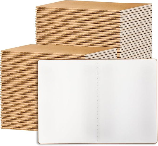 72 Pack Blank Kraft Notebooks, 8.3x5.5 Inches A5 Small Journals Bulk Blank Notebooks 80 Gsm Unlined with 60 Pages A5 Subject Notebooks Traveler Journal Set for Adult Students Back to School Supplies-DeskLoop Office