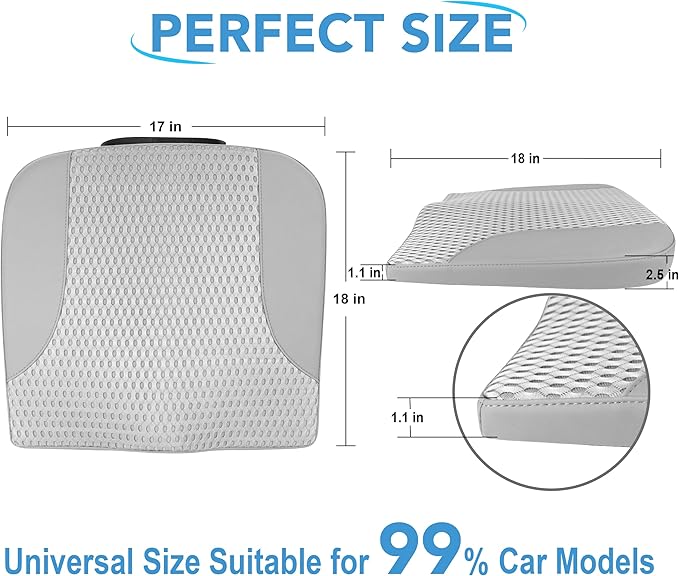 Car Seat Cushion, Comfortable Memory Foam Seat Pillow for Driving, Sciatica-Back Pain Relief, Cushion for Car-Truck, Office, Wheelchair - Gray-DeskLoop Office