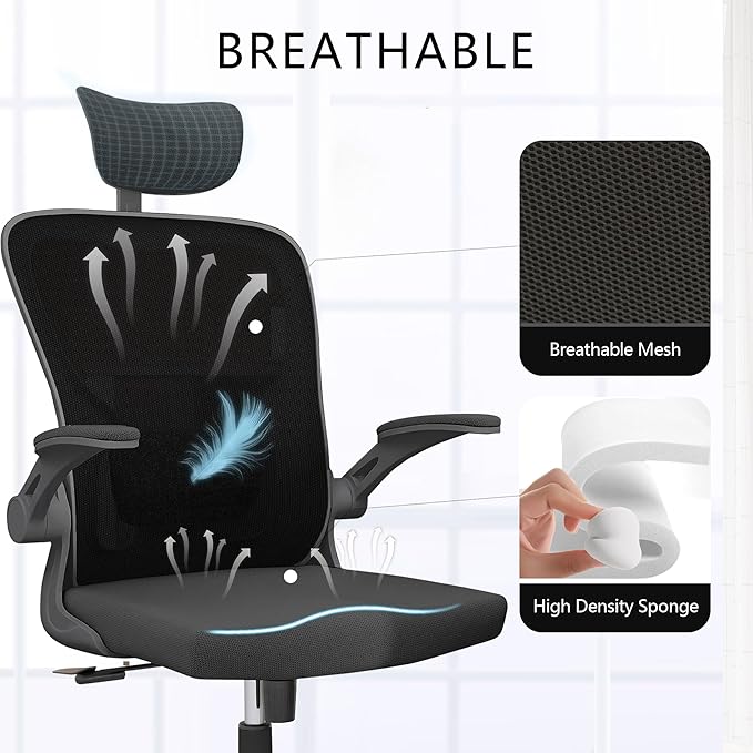 Desk Office Chairs Computer Mesh Chair Executive Chair with Lumbar for Home & Office (06Blcak)-DeskLoop Office