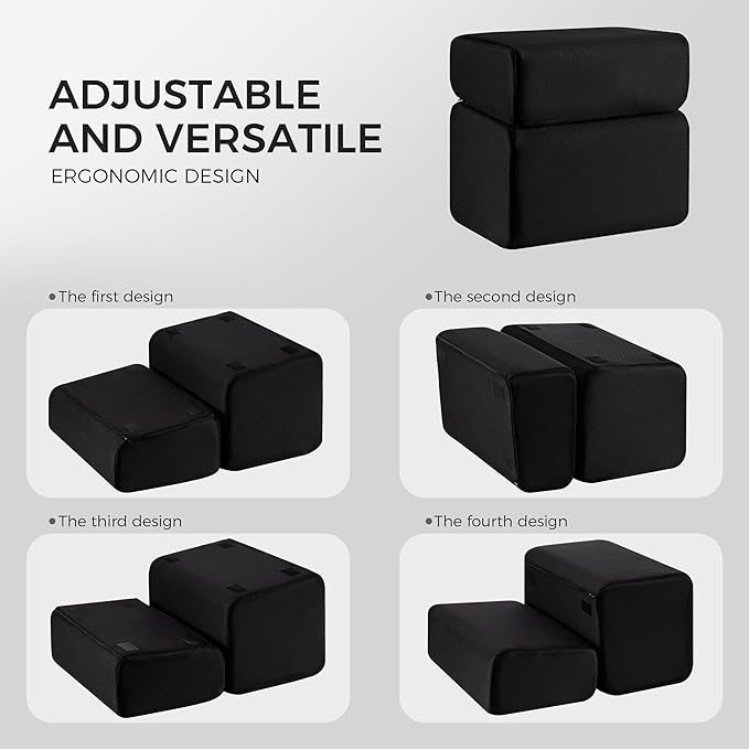 Ganondorf Foot Rest for Under Desk at Work Adjustable Foot Rest Under Desk Ergonomic Foot Stools for Under Office Desk Leg Pillow for Underdesk Footrest with Washable Cover, Mesh Black-DeskLoop Office