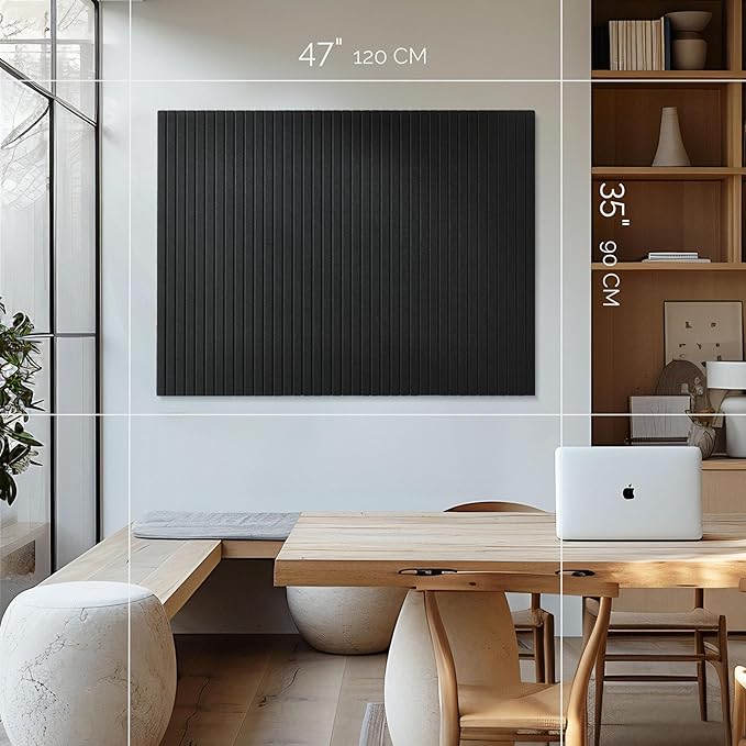 Large Cork Boards for Walls Black Felt Board Alternative - Slat Wall Paneling, Felt Bulletin Board Tiles for Office Decor, Push pin Board Office Wall Organizer -12-Pack (Black)-DeskLoop Office