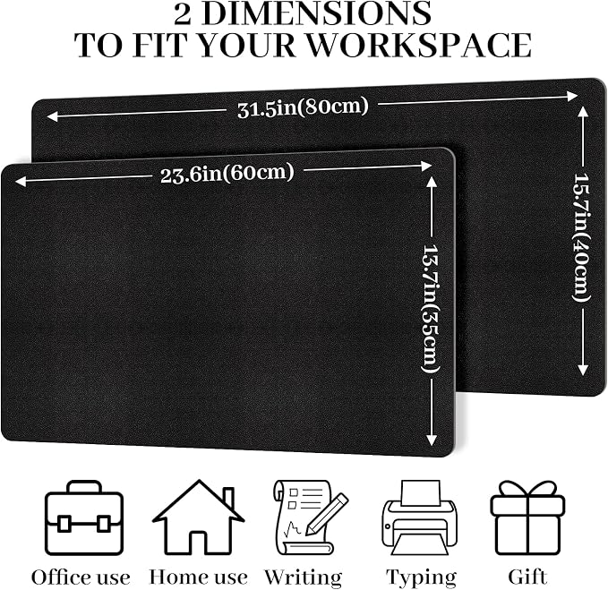 Leather Desk Pad Mat, Non-Slip Black Desk Mat, Large Mouse Pad - Image 8