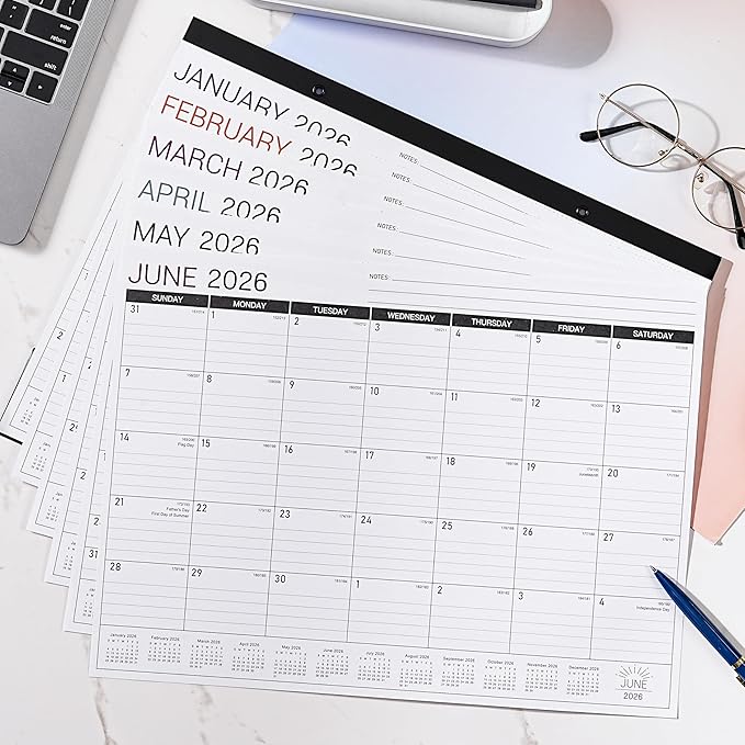 2026 Desk Calendar - Desk/Wall Calendar 2026, JAN 2026 - DEC 2026, 2026 Calendars 12 Month, Desk Calendars with Corner Protectors, Large Ruled Blocks, Thick Paper, Colorful, 14.6" x 11.5", Desktop Calendar for Daily Organizer-DeskLoop Office