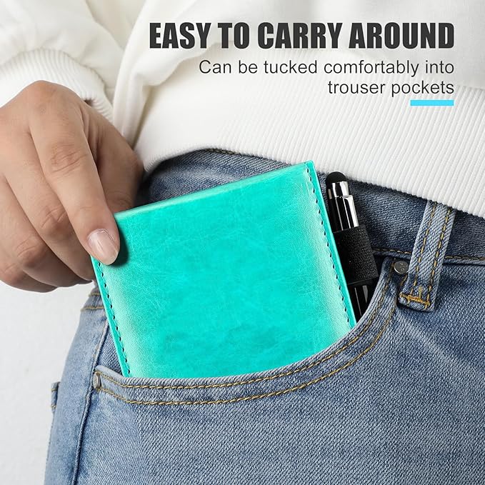 Outus 10 Pcs Pocket Notebook with Pen Set Included Mini Pocket Notepad Holder with 50 Lined Sheets, Metal Pen, 8 Pcs 3 x 5 Inch Memo Book Refills, 30 Lined Paper Per Note Pad (Bright Blue)-DeskLoop Office