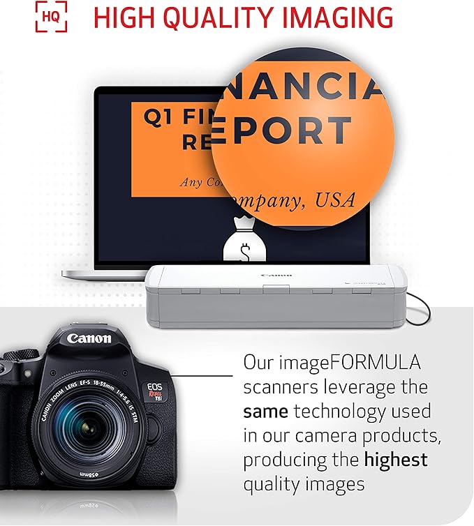 Canon imageFORMULA R10 - Portable Document Scanner, USB Powered, Duplex Scanning, Document Feeder, Easy Setup, Convenient, Perfect for Mobile Users-DeskLoop Office