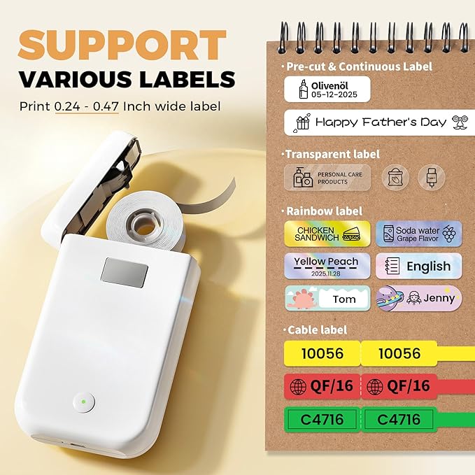 Label Maker, Label Maker Machine with Tape, Portable Bluetooth Label Printer with Little Space, Mini D10 Label Machine with Multiple Personalized Templates for Family School-DeskLoop Office