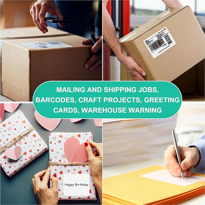 L LIKED 3-1/3" x 4" Printable White Sticker Labels, 300 Labels for Laser/Inkjet Printing - Matte (300 Labels, 50 Sheets)-DeskLoop Office