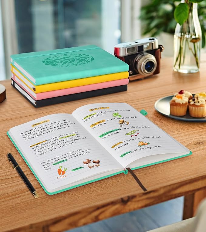 Lined Journal Notebook for Women, A5 Green Hardcover Leather Journals for - Image 7