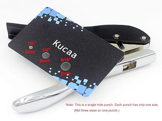 Metal Silver Hand-held 1/4 inch 6mm Round Heavy Duty Single Circle Hole Punch for ID Cards PVC Cards Badge Photos-DeskLoop Office