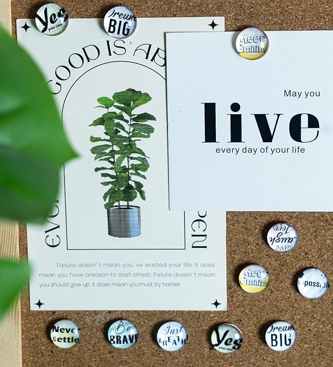 24Pcs Decorative Push Pins,Decorative Thumb Tacks for Bulletin Board, Cork Board Thumbtacks,Photos Wall Maps,Cute Thumbtack for Cubicle Decor,Classroom,Home and Office Decor(Motivational-Yes)-DeskLoop Office