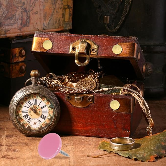 uxcell 150Pcs Upholstery Tacks, 11mmx13mm Flat Head Thumb Tack Decorative Furniture Nails Push Pins for Furniture Sofa Headboards, Pink-DeskLoop Office