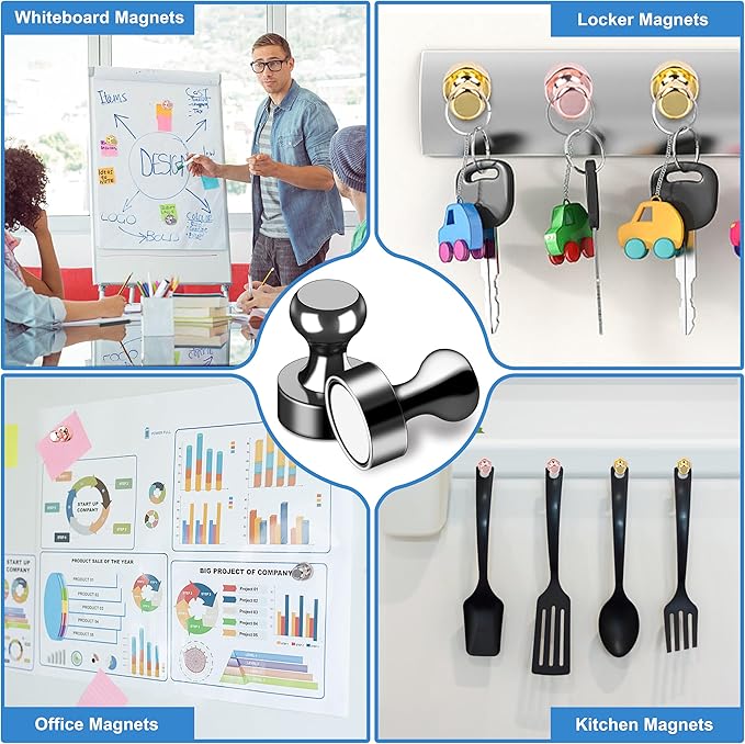 LOVIMAG Small Magnets for Cruise Ship Essentials, Cruise Magnets for Door Decoration, 4 Assorted Color Push Pins Neodymium Magnets for Cruise Cabins, Kitchen, Locker or Office Accessories-16 Pcs-DeskLoop Office