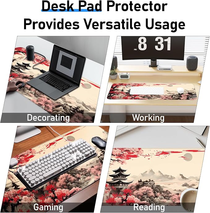 Japanese Sakura Gaming Mouse Pad, Non-Slip Rubber Base, Stitched Edges - Image 7