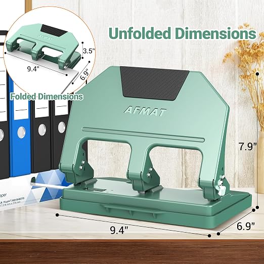 AFMAT 3 Hole Punch, 9/32" Holes, 40-Sheet 3 Hole Puncher - Image 7