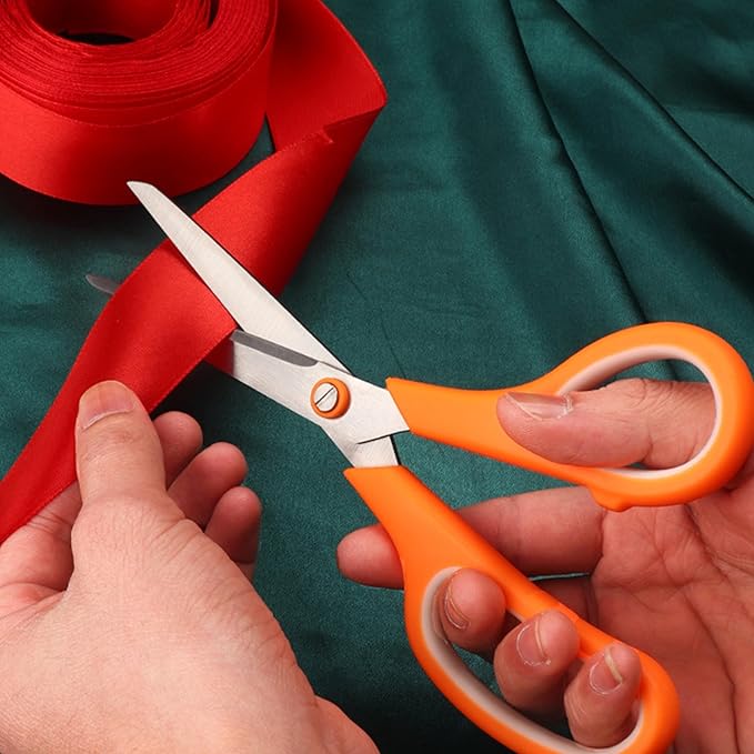 24 Black Scissors Bulk, Rkqoa 8" All Purpose Scissors Pack - Thick Sharp Shears for Office School Sewing Craft Supplies, Classroom Must have, Teacher/Class Scissor, Right/Left Handles-DeskLoop Office