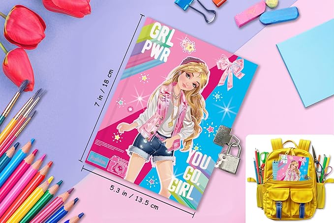 Girls Diary with Lock for Kids, 7x5.25 Inches 160 Lined Pages Secret Pink Girly Notebook for Girls Journal with Lock for Kids Pre School Writing Drawing Cute Girls Gifts for Birthday-DeskLoop Office