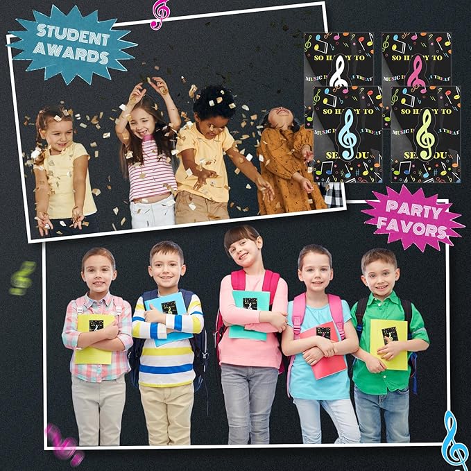 80 Sets Back to School Gifts for Students Funny Novelty Erasers Bulk Musical Note Erasers with Greeting Cards First of School Classroom Rewards from Teachers-DeskLoop Office