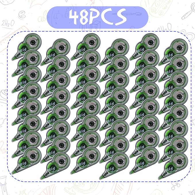 Yexiya 48 Pieces Correction Tapes Original Correction Wide Eraser Applicator Easy to Use Applicator Translucent Tapes Shows for Office Note Journal Scrapbooking, 0.2 Inch x 39.4 Feet-DeskLoop Office
