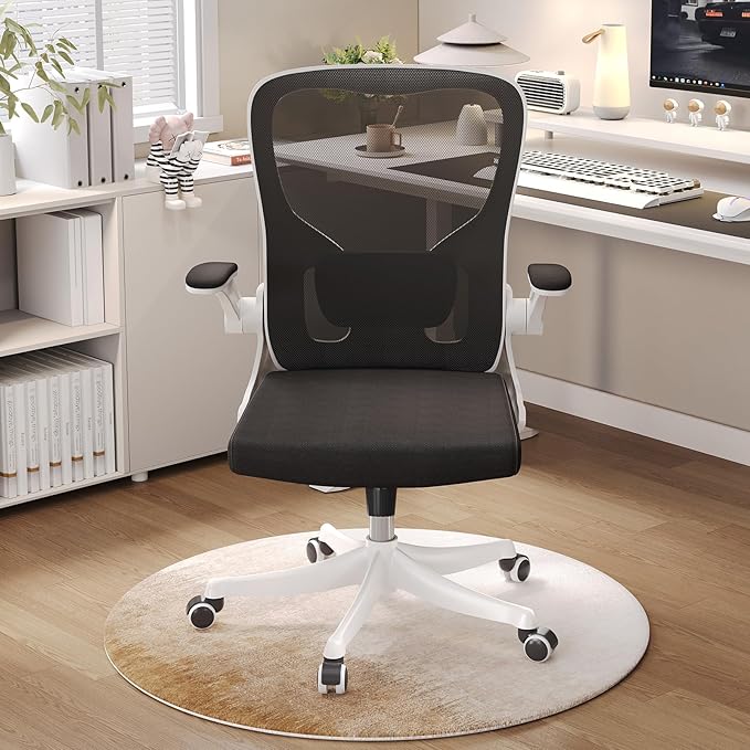Ergonomic Office Chair, High-Back Mesh Computer Desk Chair with Adjustable Height, Lumbar Support, Flip-Up Armrests,headrest,and Swivel Rolling Design for Home and Office Use
