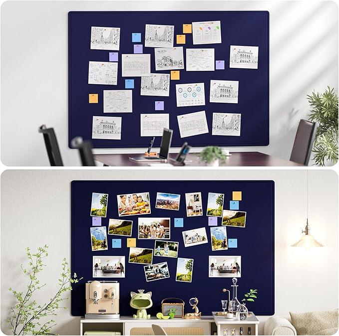 MaxGear Extra Large Bulletin Board 72" x 48", Foldable Felt Board Vision Board Supplies, Cork Board for Office, Home, School, Small Pin Boards for Walls Decorative Display Board Dark Blue-DeskLoop Office