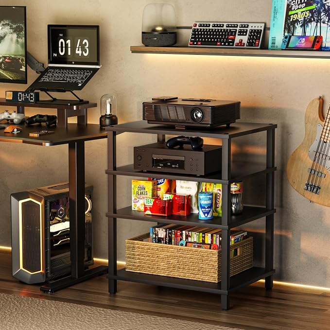 4-Tier AV Media Player Stand, Modern Stereo Cabinet, Wooden TV Stand, Game - Image 9