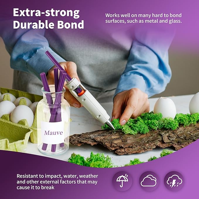 MATUFF Purple Hot Glue Sticks Full Size 0.43” Dia x 8” Long, 20 pcs Hot melt Adhesive Glue Sticks, All-Purpose Colored Glue Gun Sticks for DIY Purple Crafting Arts and Wedding Cards, Sealing (Mauve)-DeskLoop Office