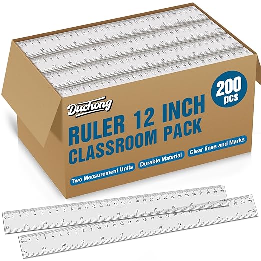 Rulers, 200 Pack 12 Inch Clear Rulers Bulk for Kids Classroom, Metric Ruler with Centimeters and Millimeters, Measuring Drawing Tools, Ideal Back to School Supplies-DeskLoop Office