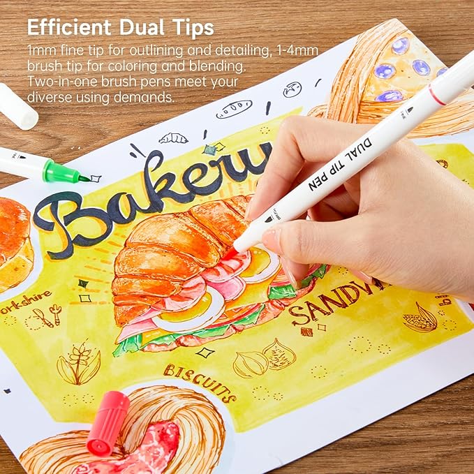 Shuttle Art Dual Tip Brush Pens, 70 Colors, Fine and Brush Dual Tip Markers Set, Portable Storage Case, Ideal for Calligraphy, Coloring, Doodling, Writing-DeskLoop Office