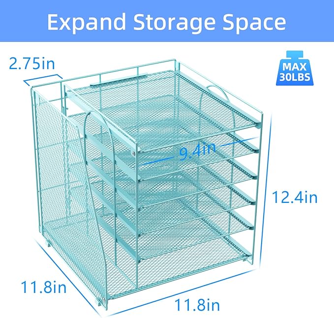 gianotter Desk Organizers and Accessories, 6-Tier Paper Organizer with File Holder, Document Organizer, Office Decor, Home Office Essentials (Blue)-DeskLoop Office