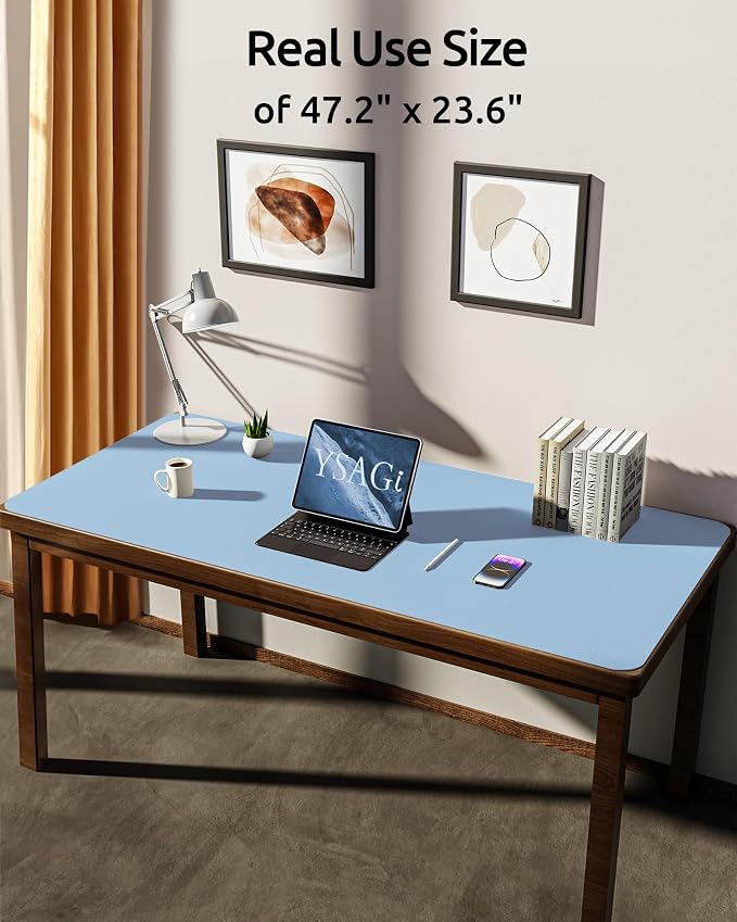 YSAGi Leather Desk Protector, Office Mat, Large Mouse Mat, Non-Slip PU Leather - Image 4