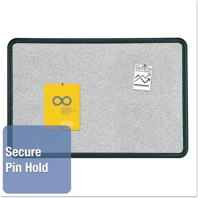 Quartet Bulletin Board, 2 x 3 Feet, Contour, Granite-Colored Surface with Black Plastic Frame (699370)-DeskLoop Office