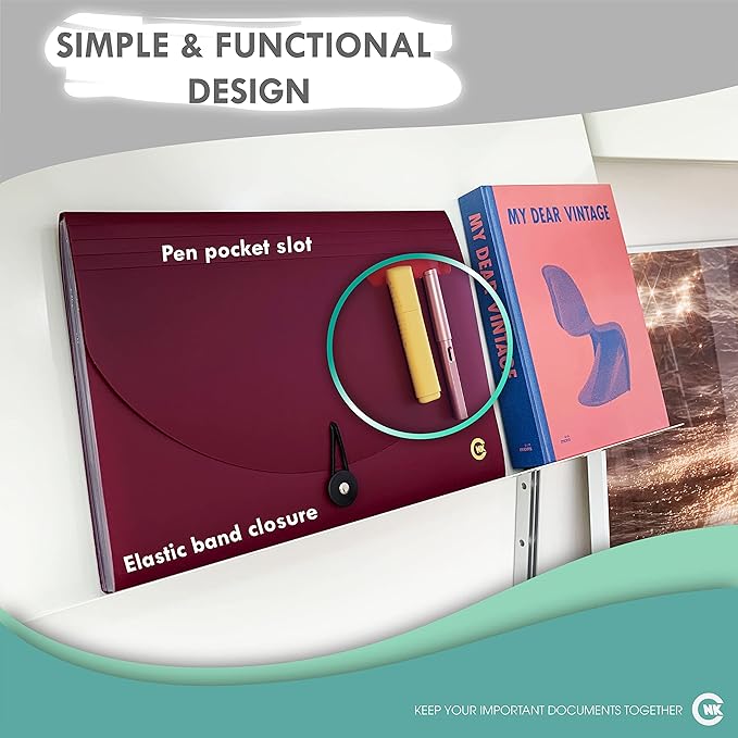 CNK File Folders Organizer with 13 Pockets Accordion Expanding Folder For Documents Receipt Document Paper Pocket Filing Products Accordian Important expandable holder files alphabetical Labels Letter-DeskLoop Office