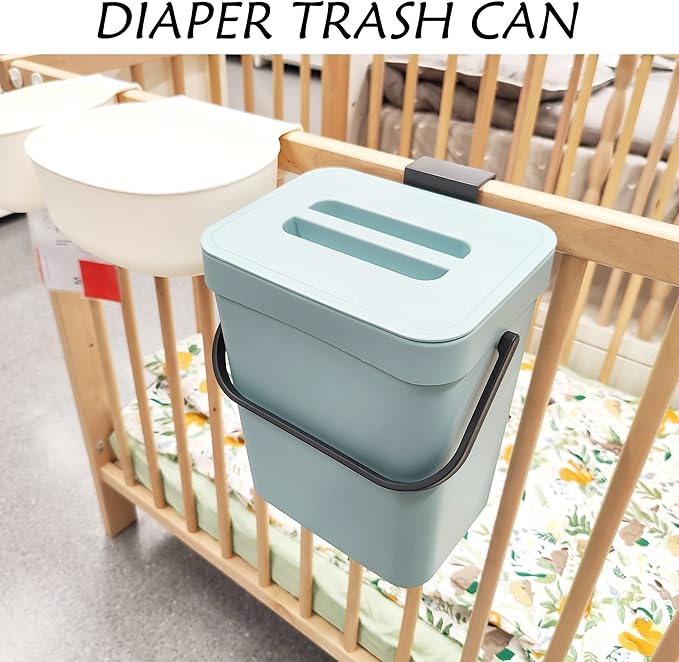 stonespace Compost Bin Indoor Kitchen Sealed, Mountable Compost Bucket, Hanging Food Waste Bin for Kitchen,1.3 Gallon/ 5L Blue-DeskLoop Office