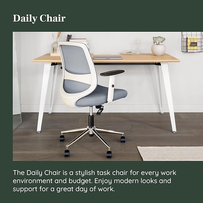 Branch Daily Chair - Computer Office Chair with Swivel, Lumbar Rest, and Adjustable Armrests - Sustainable, Stylish Mesh, & Adjustable Armrests - Comfortable Seating for Improved Posture - Slate-DeskLoop Office