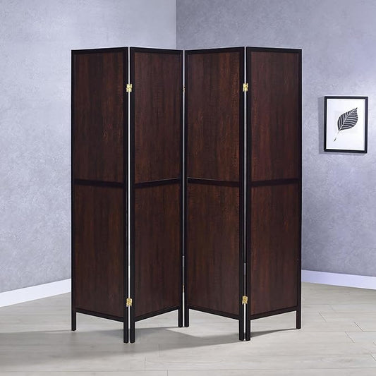 NicBex Room Divider 4 Panel Room Dividers with Sleek Legs Partition Room Dividers and Folding Privacy Screens Wall Divider for Home, Office, Room Separation,69.5"W x 0.75"D x 70.25"H, Rustic Tobacco-DeskLoop Office