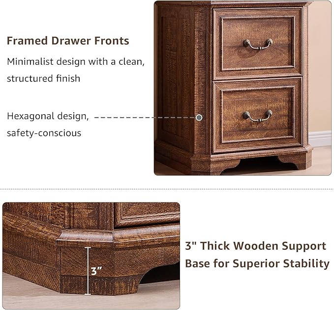 T4TREAM 6-Tier Bookcase with 2 File Drawers, 72" Tall Farmhouse Bookshelf with Storage & Adjustable Shelves, Wooden Floor Standing Display Book Shelf Organizer for Home Office, Reclaimed Barnwood-DeskLoop Office