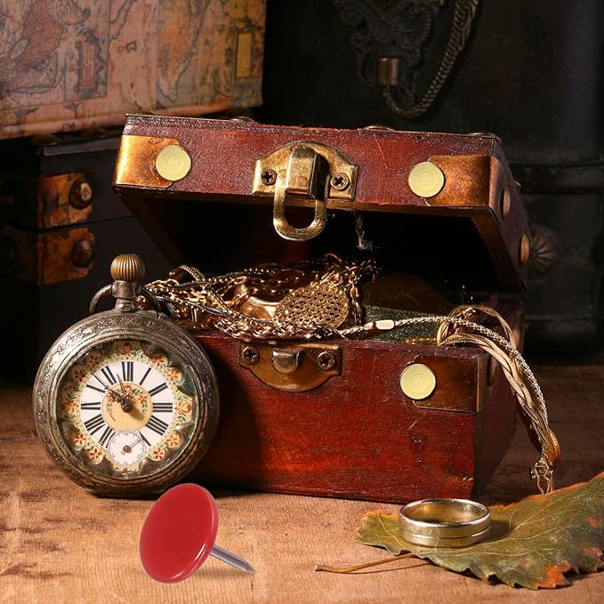 uxcell 150Pcs Upholstery Tacks, 11mmx13mm Flat Head Thumb Tack Decorative Furniture Nails Push Pins for Furniture Sofa Headboards, Red-DeskLoop Office