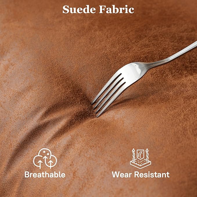 Mid Century Modren Big and Tall Office Chair,Large Ergonomic Executive Chair for Heavy Duty People, Computer Desk Task Chair with Wheels, Faux Lether Fabric Wide Chair for Home Sturdy,Brown(Suede)-DeskLoop Office