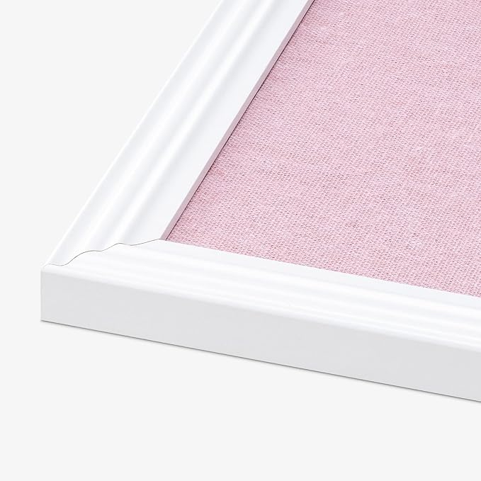 Navaris Framed Linen Bulletin Board - 17 x 23 inches Fabric Jewelry Organizer Pinboard for Wall Memory Memo Pin Board - Pink Linen with White Frame-DeskLoop Office