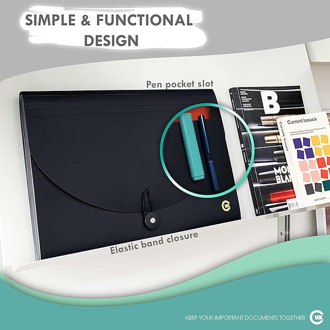 CNK File Folders Organizer with 13 Pockets Accordion Expanding Folder For Documents Receipt Document Paper Pocket Filing Products Accordian Important expandable holder files alphabetical Labels Letter-DeskLoop Office